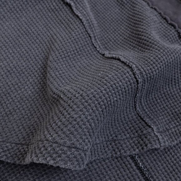 American Eagle Waffle Knit Hooded Jacket Dark Gray Oversized Medium - Picture 12 of 15